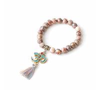 Budismo tibetano Mala Chakra pulsera hecha a mano borla piedra natural cuentas Strand Charm pulsera para hombres mujeres, IF