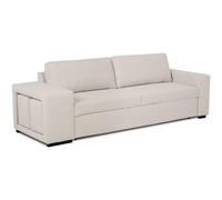 BUDWING Avery Sofá Cama 3 Plazas + 2 Pufs - Sistema de Cama Integrado, Cojines Sueltos - Tejido 100% Poliéster - Estilo Moderno - 248x117x90 cm - Beige