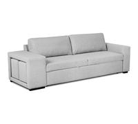 BUDWING Avery Sofá Cama 3 Plazas + 2 Pufs - Sistema de Cama Integrado, Cojines Sueltos - Tejido 100% Poliéster - Estilo Moderno - 248x117x90 cm - Gris