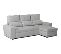 BUDWING Harper Sofá Cama 3 Plazas - Chaise Longue Reversible - Almacenamiento Integrado, Asiento Deslizante - Tapizado en 100% Poliéster - 248,5x156x103 cm - Gris Volcán