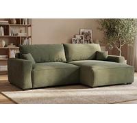 BUDWING Lauren Sofá Cama 3 Plazas - Chaise Longue Reversible con Almacenaje - Estilo Moderno, Tejido Resistente de 380 g/m² - 269x158x96 cm - Verde Bosque