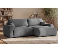 BUDWING Lauren Sofá Cama 3 Plazas - Chaise Longue Reversible con Almacenaje - Estilo Moderno, Tejido Resistente de 380 g/m² - 269x158x96 cm - Gris Puro