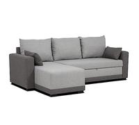 BUDWING Leah Sofá Cama Esquinero 3 Plazas - Chaise Longue Reversible y 2 Cojines Decorativos - Tapizado en Poliéster - Estilo Moderno - 233x124x69 cm - Gris Bicolor