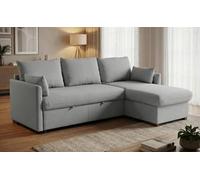 BUDWING Orlando Sofá Cama Esquinero 3 Plazas - Chaise Longue Reversible con Almacenaje - Estilo Contemporáneo, Tejido Técnico Antimanchas - 221x160,5x88 cm - Gris Piedra
