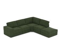 BUDWING Taylor Sofá Modular 7 Plazas - Confort Superior, Modularidad Flexible - Tejido 100% Poliéster - Estilo Lujoso y Contemporáneo - 265x247x80 cm - Verde