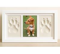 BUDYX. Marco para Huellas de Mascota (Perro, Gato) con Foto. Kit de Impresión de Arcilla Blanca. Caja Regalo con paspartus de Colores.Recuerdo Personalizado para Perros y Gatos. Regalo Cumpleaños