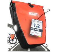 Büchel Bolsa de Bicicleta para portaequipajes I 25,4 L - 100% Impermeable I con asa y Correa I Bolsa de Bicicleta para portaequipajes, Bolsa de portaequipajes, alforjas traseras | Negro y Rojo