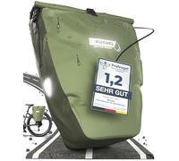 Büchel Bolsa de Bicicleta para portaequipajes I 25,4 L - 100% Impermeable I con asa y Correa I Bolsa de Bicicleta para portaequipajes, Bolsa de portaequipajes, alforjas traseras | Verde Bosque