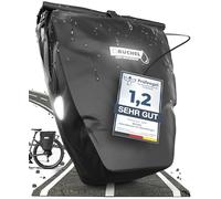 Büchel Bolsa de Bicicleta para portaequipajes I 25,4 L - 100% Impermeable I con asa y Correa I Bolsa de Bicicleta para portaequipajes, Bolsa de portaequipajes, alforjas traseras | Negro