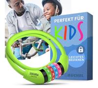 Büchel Antirrobo de bicicleta para niños I Colorido y sin llave I Antirrobo de bicicleta con combinación, accesorios para bicicletas para niños, antirrobo de bicicleta para niños | Verde claro