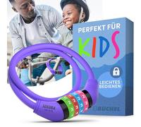 Büchel Antirrobo de bicicleta para niños I Colorido y sin llave I Antirrobo de bicicleta con combinación, accesorios para bicicletas para niños, antirrobo de bicicleta para niños | Violeta