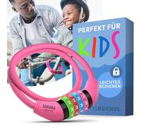 Büchel Antirrobo de bicicleta para niños I Colorido y sin llave I Antirrobo de bicicleta con combinación, accesorios para bicicletas para niños, antirrobo de bicicleta para niños | Rosa