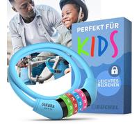 Büchel Antirrobo de bicicleta para niños I Colorido y sin llave I Antirrobo de bicicleta con combinación, accesorios para bicicletas para niños, antirrobo de bicicleta para niños | Azul