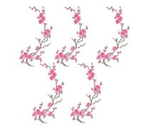 Bügelaufkleber Für Kleidungsstücke - Bestickte Applikationen Für Textilien | Eisen Auf Flecken | 5 Stück Selbstklebende Pflaumenblüte Stoff Zum Nähen Weste Rucksack Reparatur Mode - 15,35 X5,12 Zoll