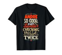 Buen Andre Santa Navidad Diciendo Divertido Andre Nombre Camiseta gráfica económica, Hombre, Negro, M