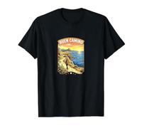 Buen Camino de Santiago Senderismo Viajar Camiseta gráfica económica, Hombre, Negro, XL