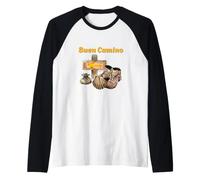 Buen Camino Flecha Amarilla Santiago, Botas, Concha Camiseta Manga Raglan