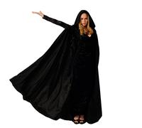 Buen Don Largo Capa con Capucha Terciopelo, Unisex Capa de Halloween Carnaval Navidad Fiesta Disfraz (XL, Negro)