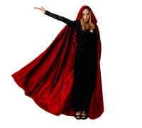 Buen Don Largo Capa con Capucha Terciopelo, Unisex Capa de Halloween Carnaval Navidad Fiesta Disfraz (XL, Rojo)
