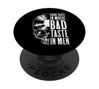 Buen Gusto Musical Mal Gusto en los Hombres Vinyl Lover Skull LP PopSockets PopGrip Adhesivo