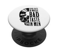 Buen Gusto Musical Mal Gusto en los Hombres Vinyl Lover Skull LP PopSockets PopGrip Adhesivo
