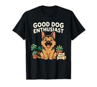 Buen Perro Entusiasta Pastor alemán Kawaii Dibujos Animados Arte Camiseta