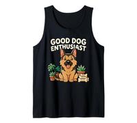 Buen Perro Entusiasta Pastor alemán Kawaii Dibujos Animados Arte Camiseta sin Mangas