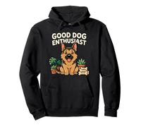 Buen Perro Entusiasta Pastor alemán Kawaii Dibujos Animados Arte Sudadera con Capucha