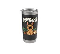 Buen perro entusiasta pastor alemán kawaii dibujos animados arte Vaso térmico de acero inoxidable de doble pared