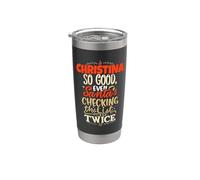 Buena Christina Santa Navidad Diciendo Funny Christina Nombre Vaso térmico de acero inoxidable de doble pared