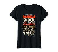 Buena Daniela Santa Navidad Diciendo Divertido Nombre Daniela Camiseta gráfica económica, Mujer, Negro, XL