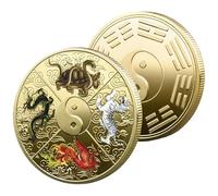 BUENA LUT MONED, METAL TAI CHI LUCAY MONED - Moneda Conmemorativa, Boletos De Lotería Antiguos Herramienta De Rasguño Para Suministros De Fiesta De Navidad De Cumpleaños China Puede Ayudar A Armonizar