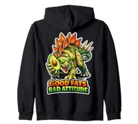Buenas Grasas, Mala Actitud, Dino Keto Humor Sudadera con Capucha