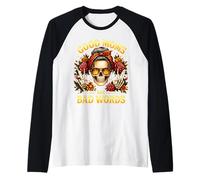 Buenas mamás Dicen Malas Palabras Divertido Esqueleto desordenado moño mamá Diciendo Camiseta Manga Raglan