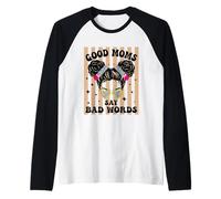 Buenas mamás Dicen Malas Palabras Divertido moño desordenado Maestro mamá Camiseta Manga Raglan