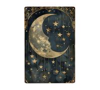Buenas Noches Luna Y Estrella Letrero De Estaño Retro Pintura De Hojalata Placa Decoración Pared Muestra Placa Para Taller Cafetería Hogar 20X30Cm