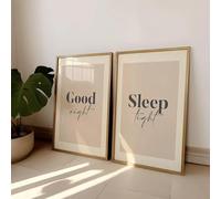 Buenas noches, que tengas un buen descanso. Póster de lienzo minimalista con frases para la hora de dormir, ideal para la decoración del hogar (60x90cm - 2 piezas).