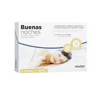 BUENAS NOCHES Sueño - 60 Noches - Doble Acción con Melatonina, Valeriana, Pasiflora y Amapola de California -[Conciliación y Mantenimiento del Sueño] | 60 Comp. Bicapa | ELADIET
