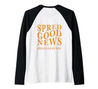 Buenas Noticias Jesus Loves You Back Print Inspiring Christian Camiseta Manga Raglan