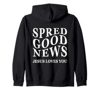 Buenas Noticias Jesus Loves You Inspiring Back Print Christian Sudadera con Capucha