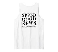 Buenas Noticias Jesus Loves You Inspiring Christian Back Print Camiseta sin Mangas
