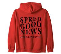 Buenas Noticias Jesus Loves You Inspiring Christian Back Print Sudadera con Capucha