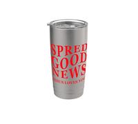 Buenas Noticias Jesus Loves You Inspiring Christian Back Print Vaso térmico de acero inoxidable de doble pared