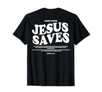 Buenas Noticias Jesús Salva Juan 3:16-17 Palabra Cristiana (En la parte posterior) Camiseta