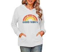Buenas Vibraciones Arcoíris 3D Impreso Capucha Mujeres Manga Larga Pullover con Capucha Sudadera Otoño Invierno Forro Polar Tops