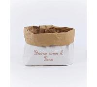 Bueno Come Il Pane, Borsa pane ecologico e Riutilizzabile più volte, cesto panin in carta kraft ad uso alimentare, cestino porta pane e porta grissini bianco avana, 30+11x18