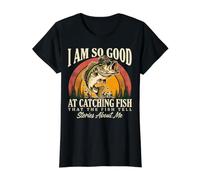 Bueno para atrapar Peces Historias Divertidas de Pesca Bass Angler Camiseta gráfica económica, Mujer, Negro, L