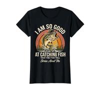Bueno para atrapar Peces Historias Divertidas de Pesca Bass Angler Camiseta gráfica económica, Mujer, Negro, L
