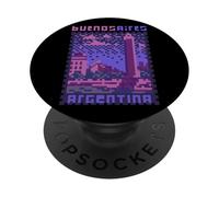Buenos Aires, Pixel Art LOFI, Argentina 8 bit PopSockets PopGrip Adhesivo