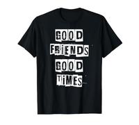 Buenos Amigos Buenos Tiempos Camiseta gráfica económica, Hombre, Negro, S